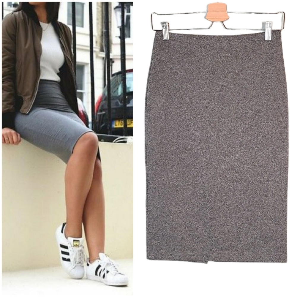 Le Chateau Gray Bodycon Ponte Pencil Skirt - S